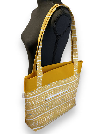 Striped Yellow Tote & Wallet Set