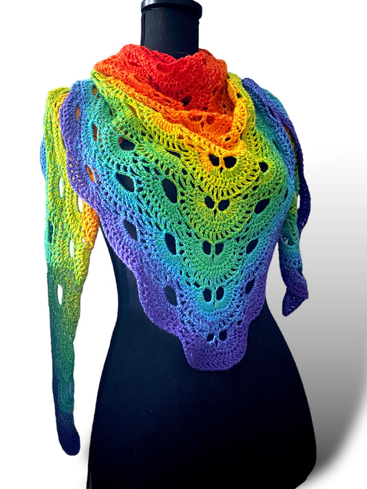 Rainbow Crochet Virus Shawl / Scarf